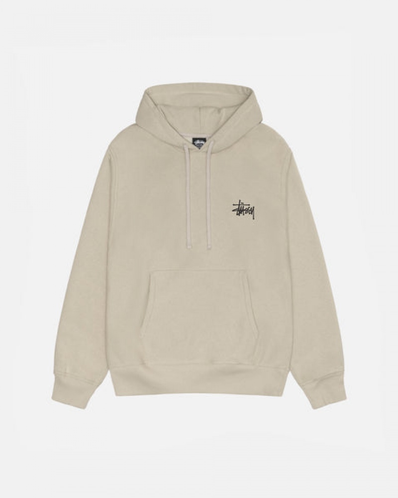 Khaki Men's Stussy Basic Stussy Hood Sweatshirts | HKG-9210