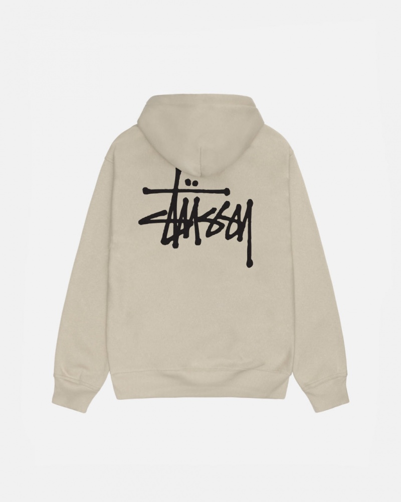 Khaki Men\'s Stussy Basic Stussy Hood Sweatshirts | HKG-9210