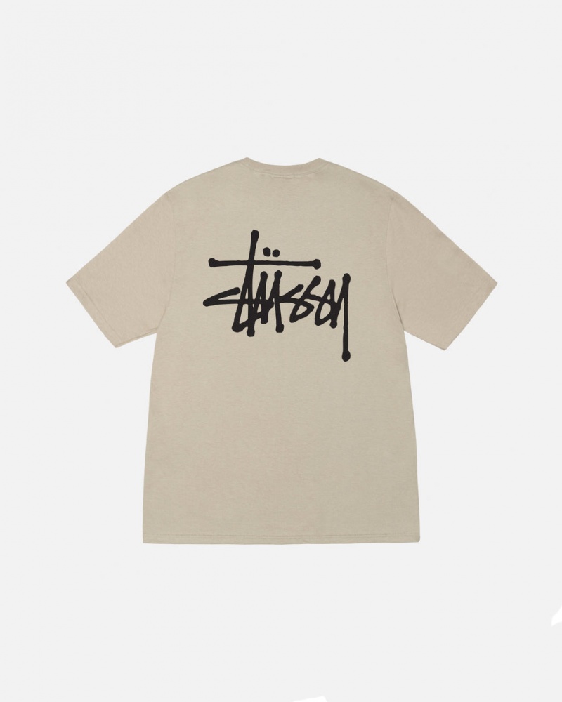 Khaki Men\'s Stussy Basic Stussy Tees | KTU-7029