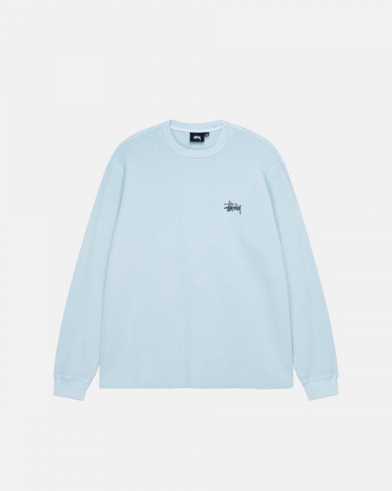 Light Blue Men's Stussy Basic Stock Ls Thermal Tops | CRE-0725