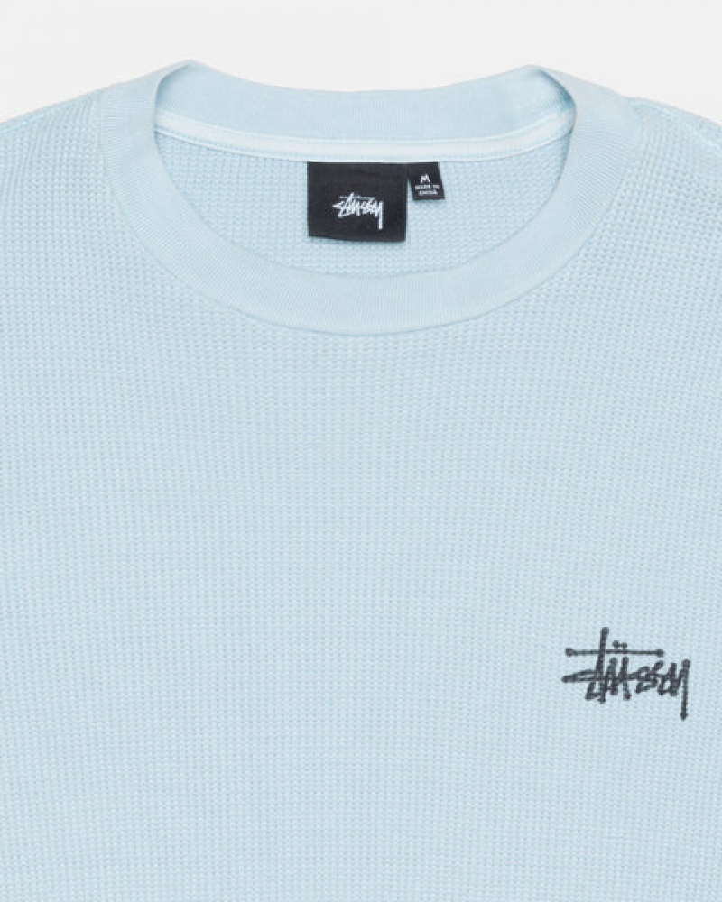 Light Blue Men's Stussy Basic Stock Ls Thermal Tops | CRE-0725