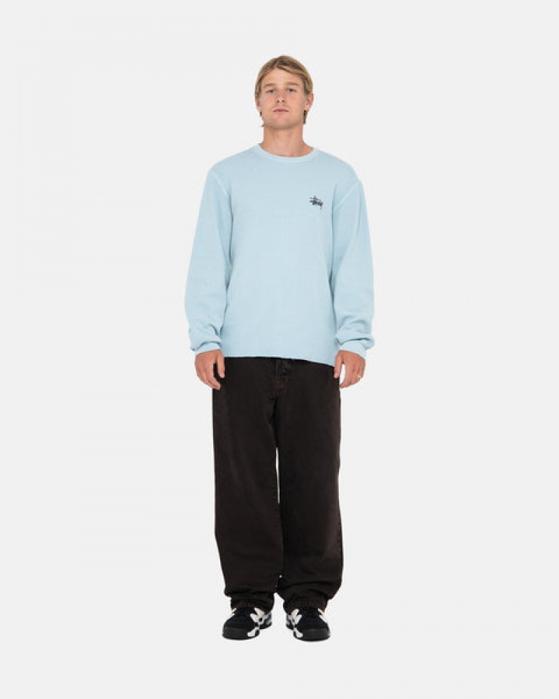 Light Blue Men's Stussy Basic Stock Ls Thermal Tops | CRE-0725