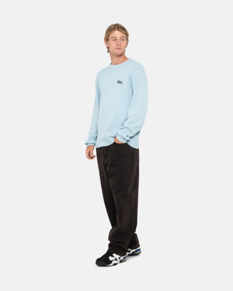 Light Blue Men's Stussy Basic Stock Ls Thermal Tops | CRE-0725