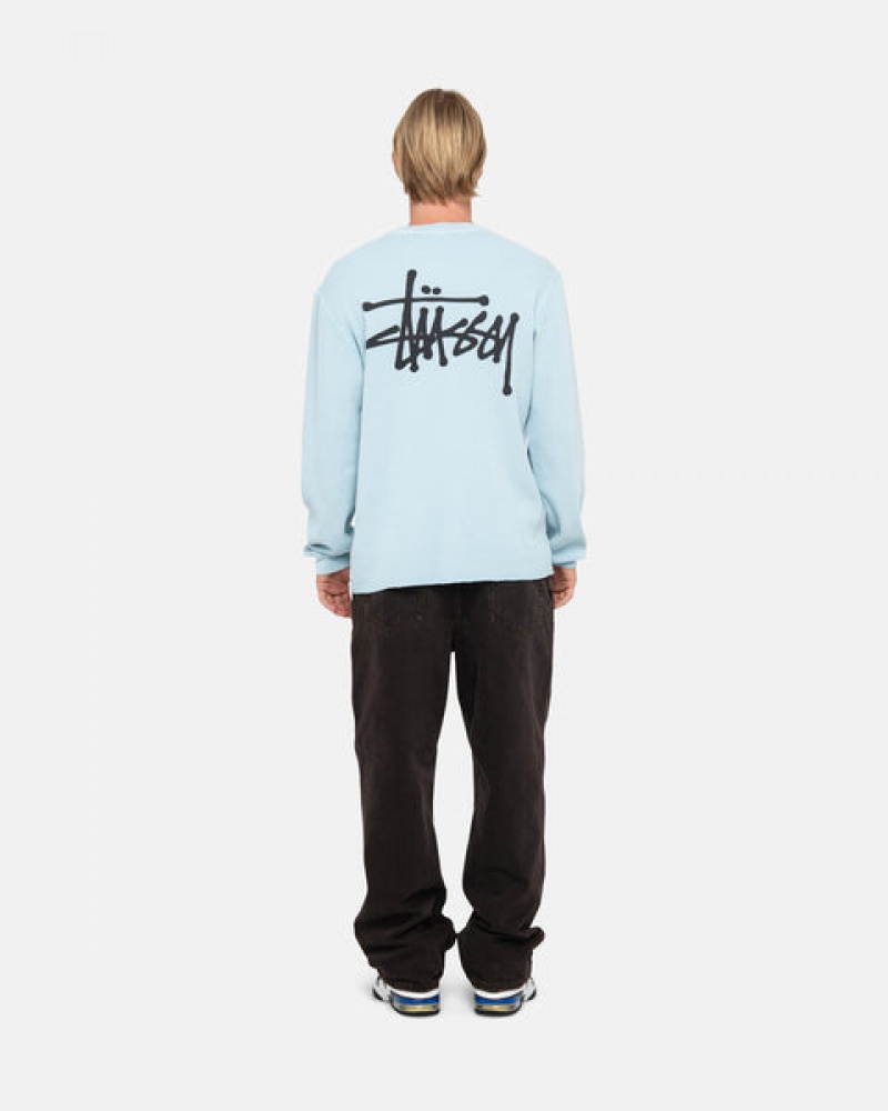 Light Blue Men's Stussy Basic Stock Ls Thermal Tops | CRE-0725