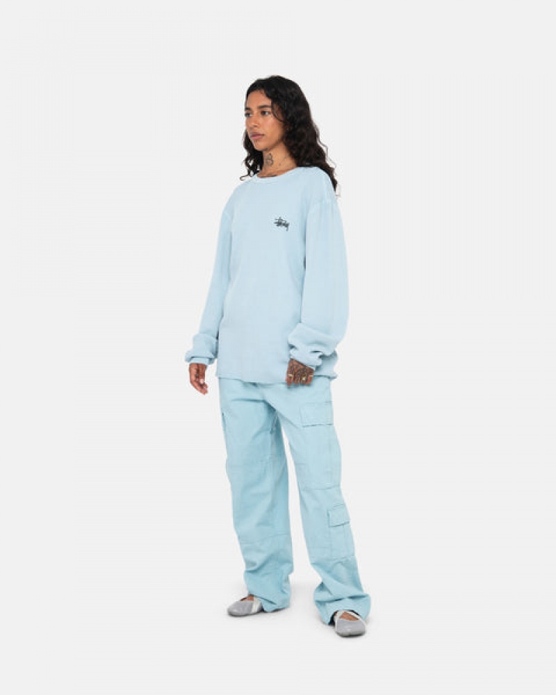 Light Blue Men's Stussy Basic Stock Ls Thermal Tops | CRE-0725