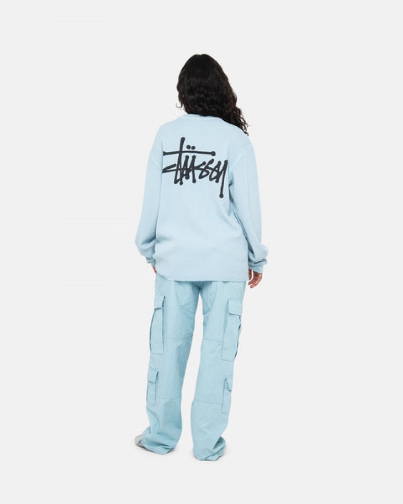 Light Blue Men's Stussy Basic Stock Ls Thermal Tops | CRE-0725