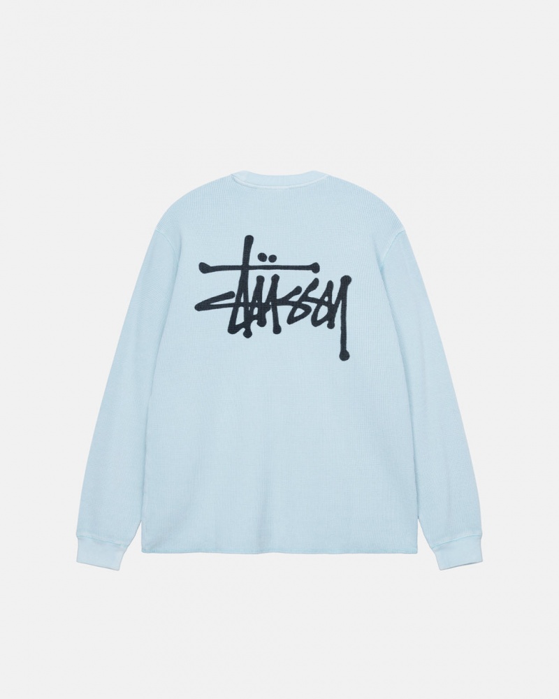 Light Blue Men\'s Stussy Basic Stock Ls Thermal Tops | CRE-0725