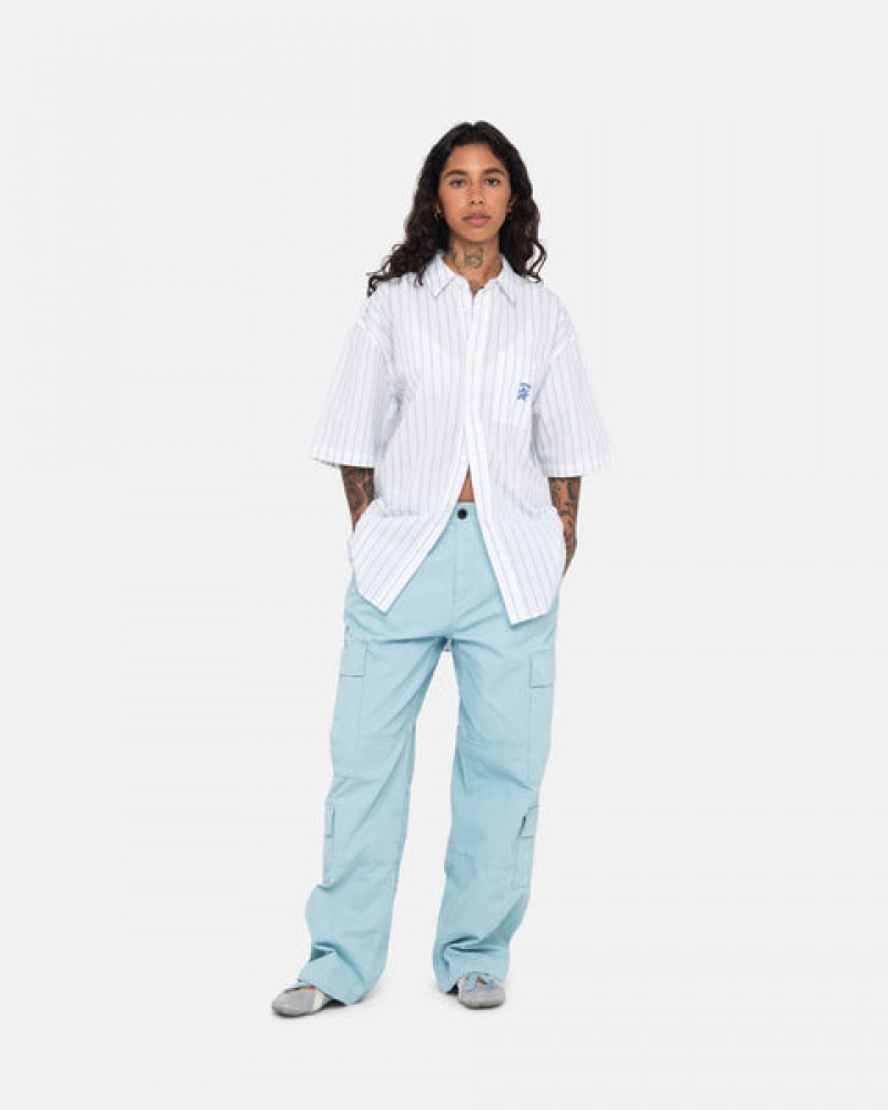 Light Blue Men's Stussy Surplus Cargo Ripstop Pants | GWG-7385