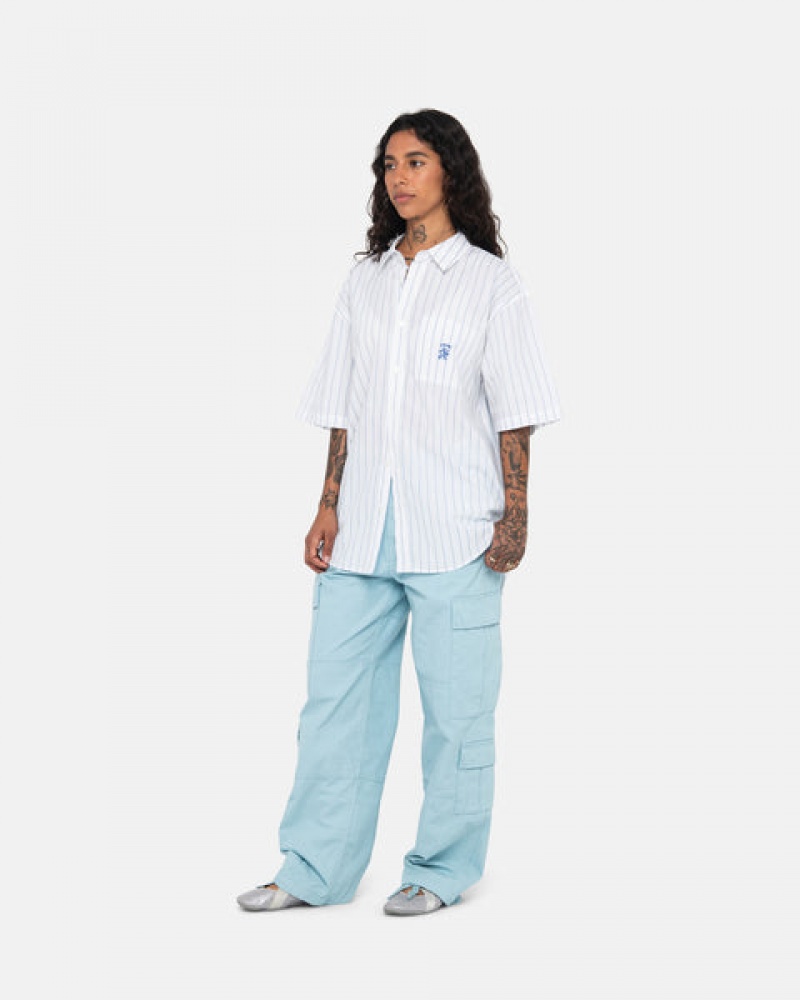 Light Blue Men's Stussy Surplus Cargo Ripstop Pants | GWG-7385