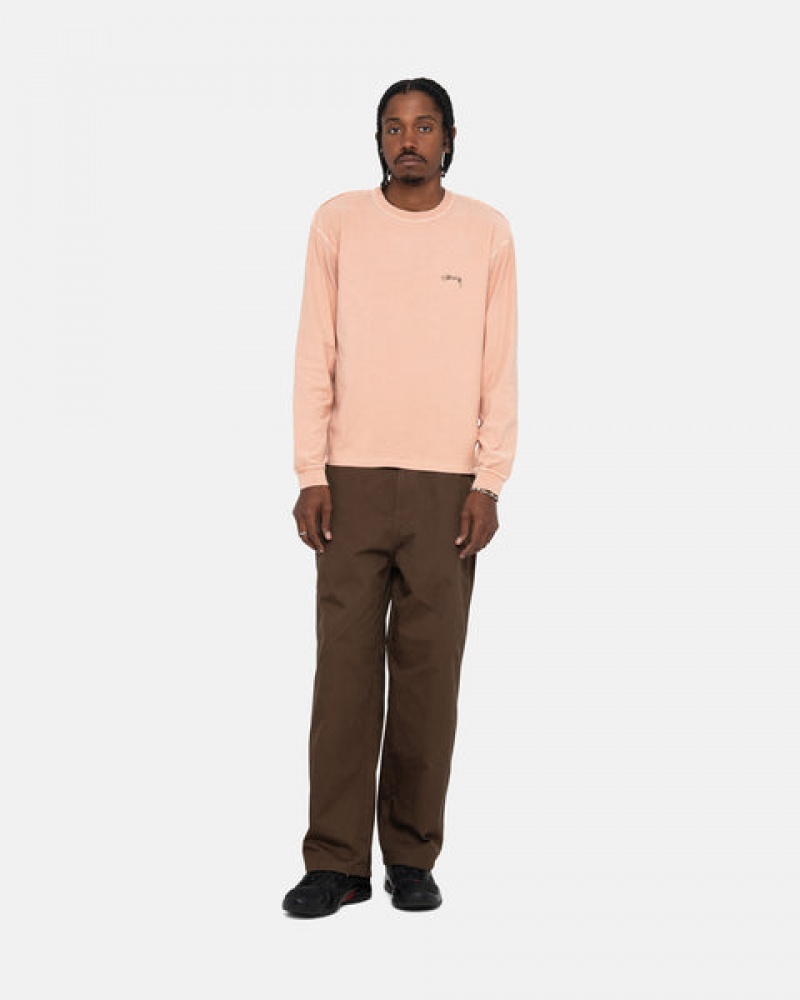 Light Pink Men's Stussy Lazy Ls Tees | GGQ-7420