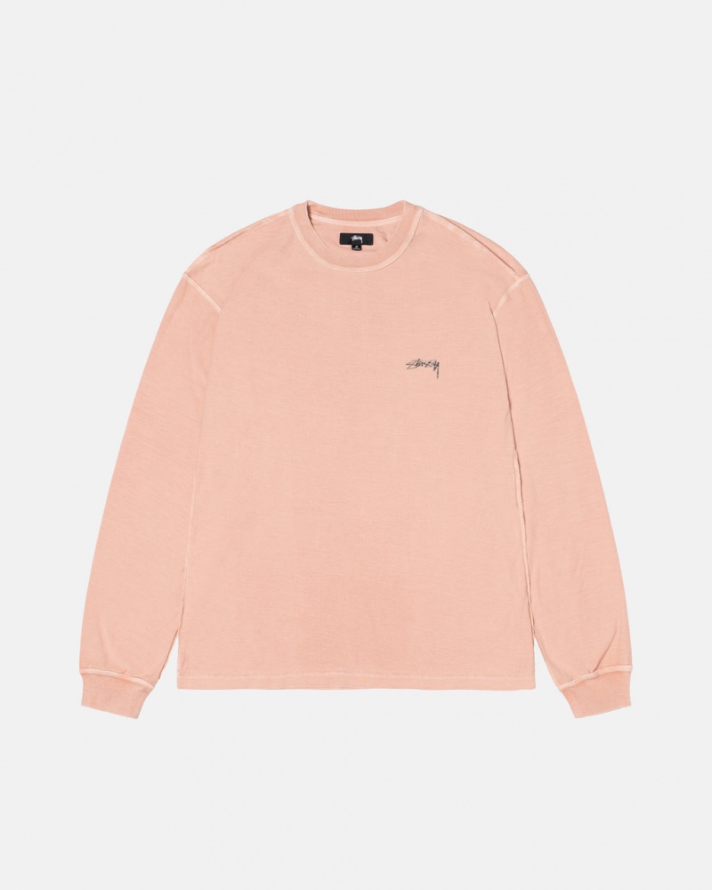 Light Pink Men\'s Stussy Lazy Ls Tees | GGQ-7420