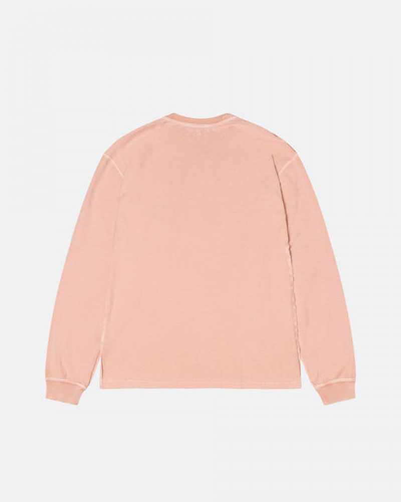 Light Pink Men's Stussy Lazy Ls Tee Tops | YXF-8835