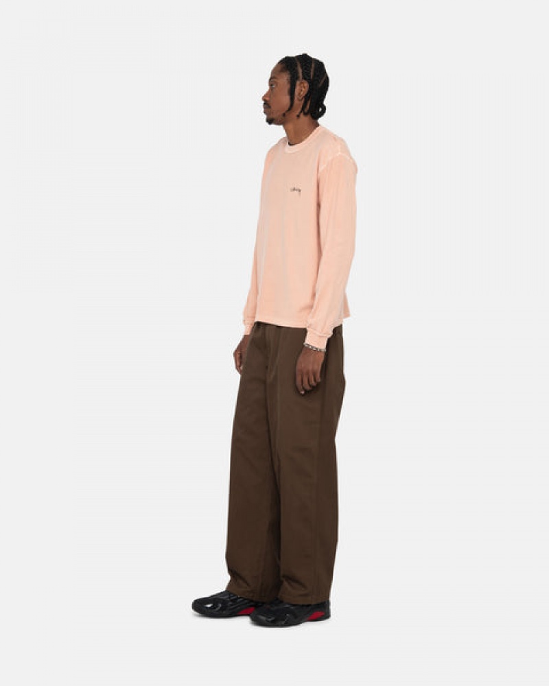 Light Pink Men's Stussy Lazy Ls Tee Tops | YXF-8835