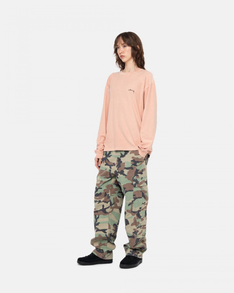 Light Pink Men's Stussy Lazy Ls Tee Tops | YXF-8835