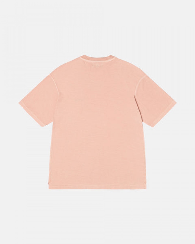 Light Pink Men's Stussy Pig. Dyed Inside Out Crew Tees | KEK-4014