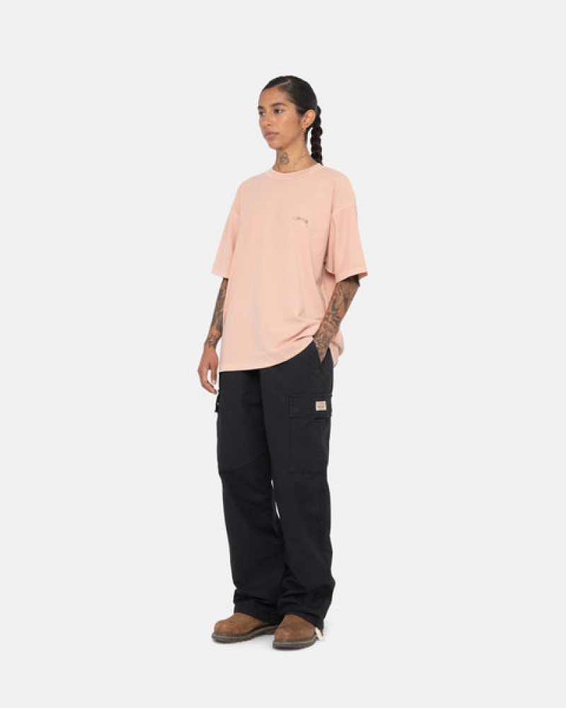 Light Pink Men's Stussy Pig. Dyed Inside Out Crew Tees | KEK-4014