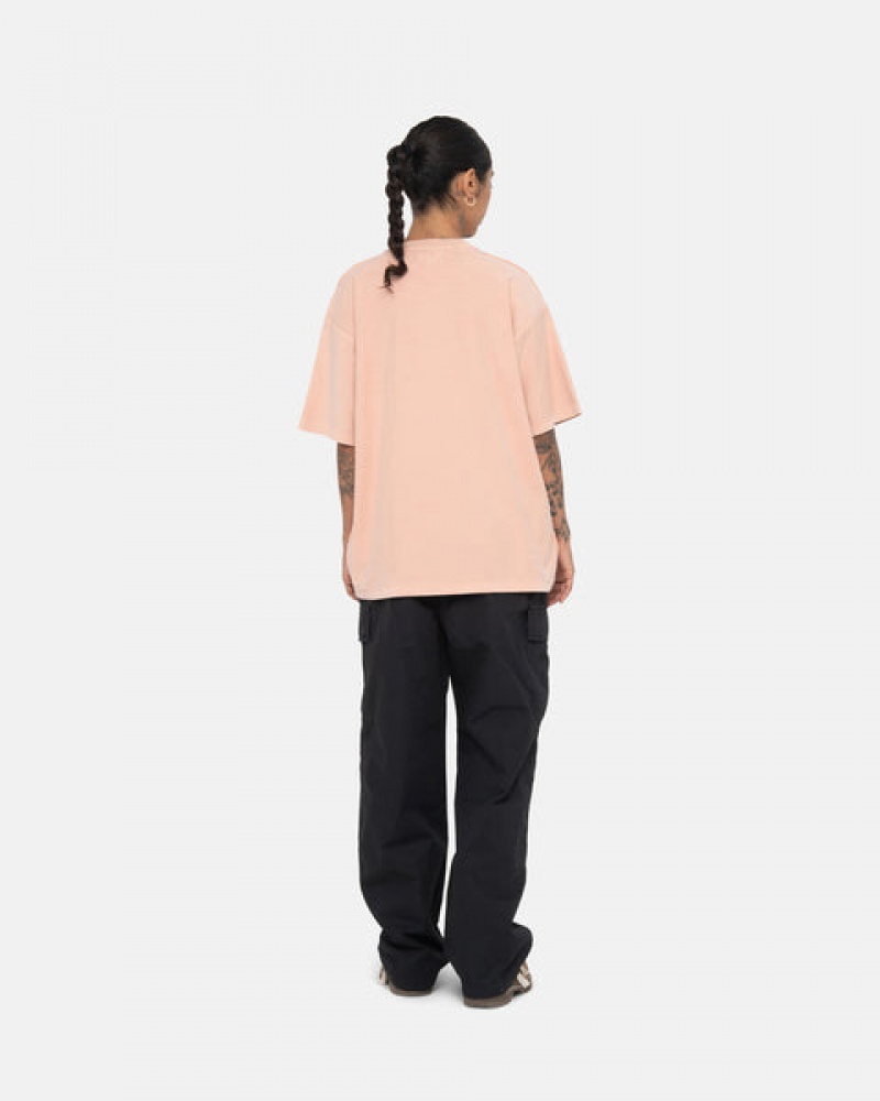 Light Pink Men's Stussy Pig. Dyed Inside Out Crew Tees | KEK-4014