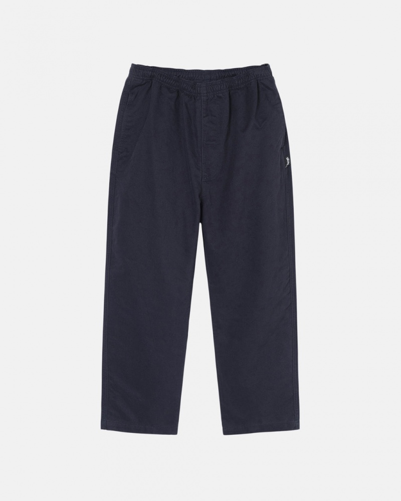 Navy Men\'s Stussy Beach Pant Brushed Cotton Pants | APM-9306