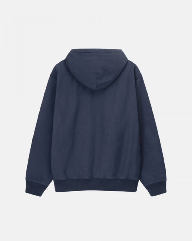 Navy Men's Stussy Overdyed Stock Logo Hoodie | DWN-9505