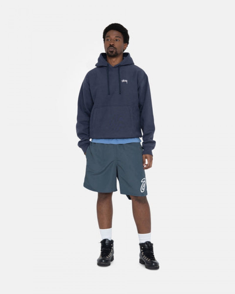 Navy Men's Stussy Overdyed Stock Logo Hoodie | DWN-9505