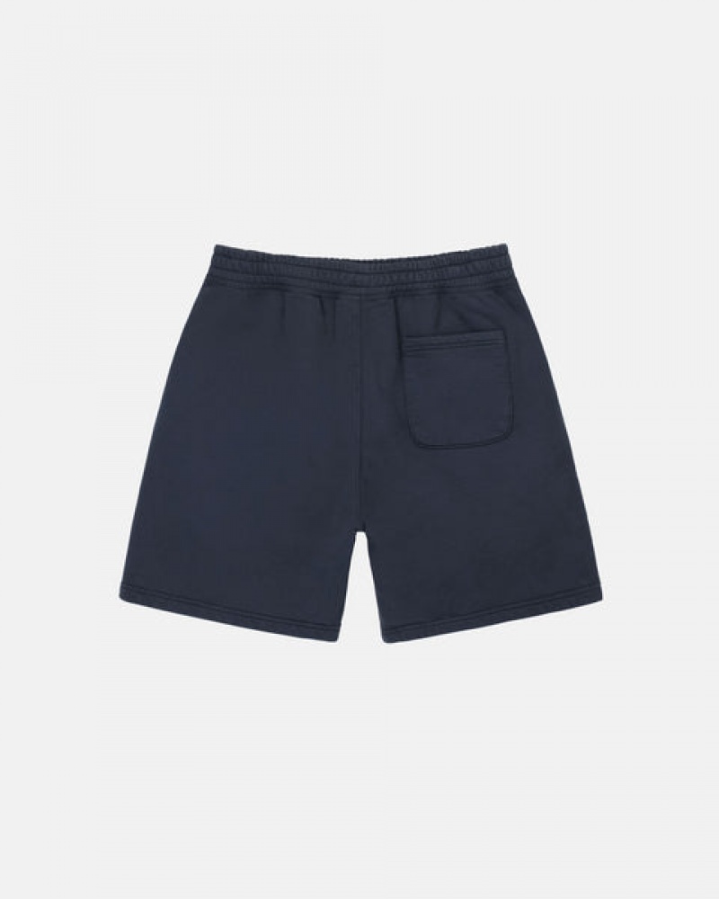 Navy Men's Stussy Overdyed Stock Logo Sweat Shorts | BMD-5563