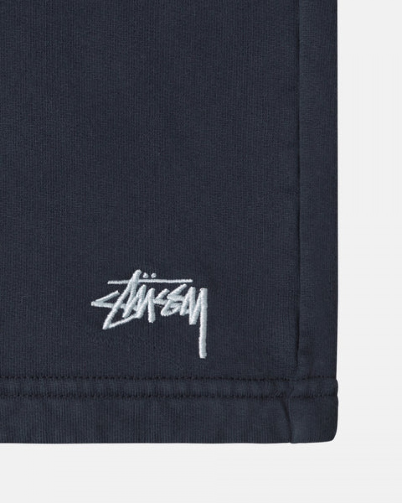 Navy Men's Stussy Overdyed Stock Logo Sweat Shorts | BMD-5563