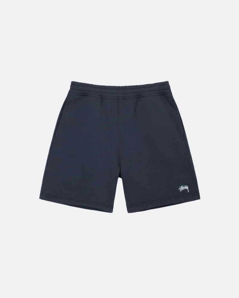 Navy Men\'s Stussy Overdyed Stock Logo Sweat Shorts | BMD-5563