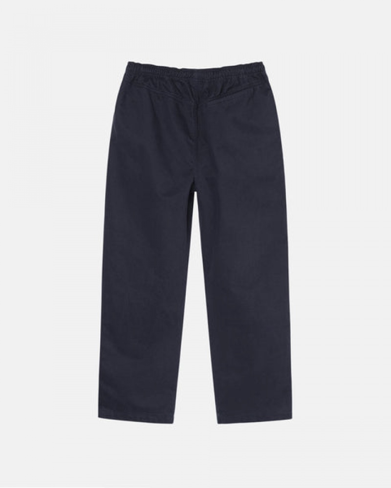 Navy Women's Stussy Beach Pant Brushed Cotton Pants | XBD-5785