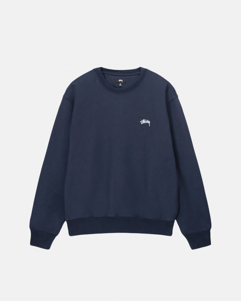 Navy Women\'s Stussy Overdyed Stock Logo Crew Sweatshirts | MQX-0218