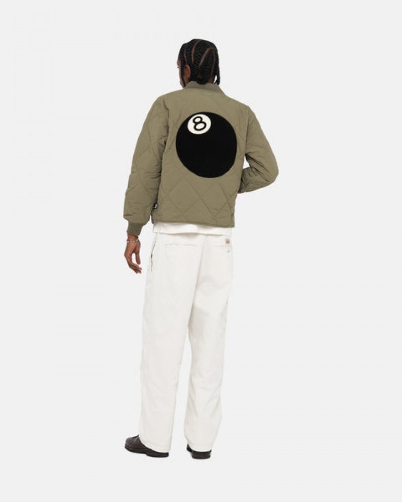 Olive Men's Stussy 8 Ball Quilted Liner Jackets | XHS-5777