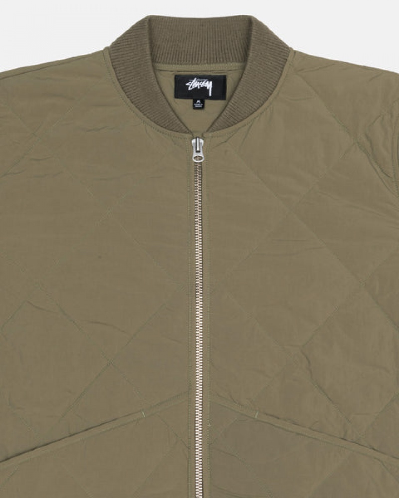 Olive Men's Stussy 8 Ball Quilted Liner Jackets | XHS-5777