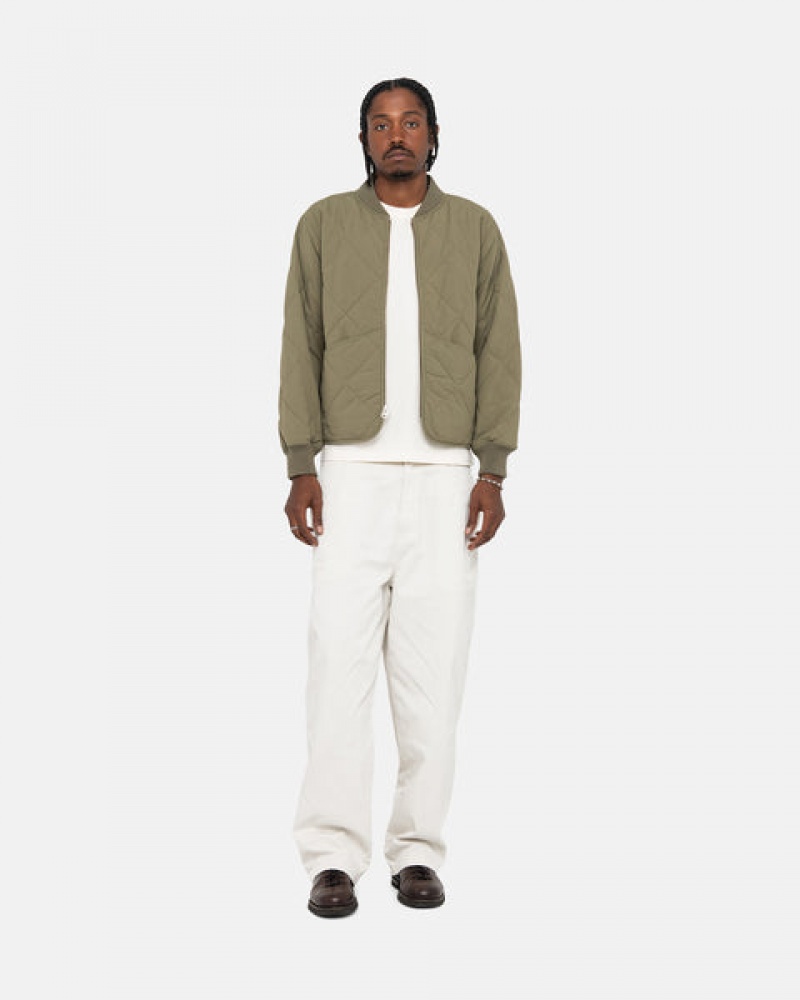 Olive Men's Stussy 8 Ball Quilted Liner Jackets | XHS-5777