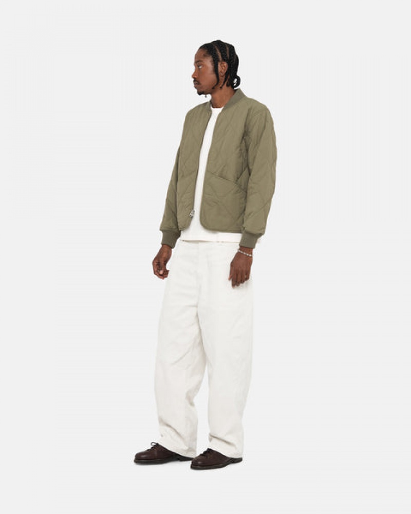 Olive Men's Stussy 8 Ball Quilted Liner Jackets | XHS-5777