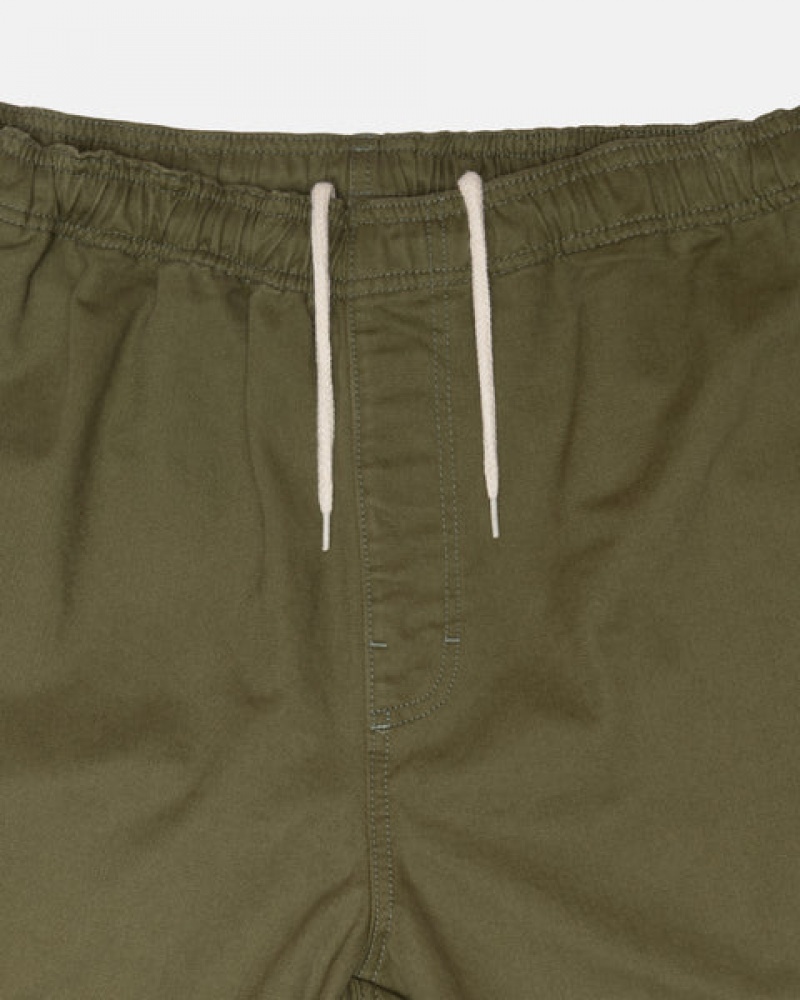 Olive Men's Stussy Beach Pant Brushed Cotton Pants | DPV-0090