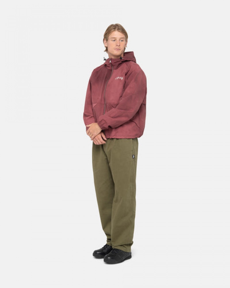 Olive Men's Stussy Beach Pant Brushed Cotton Pants | DPV-0090