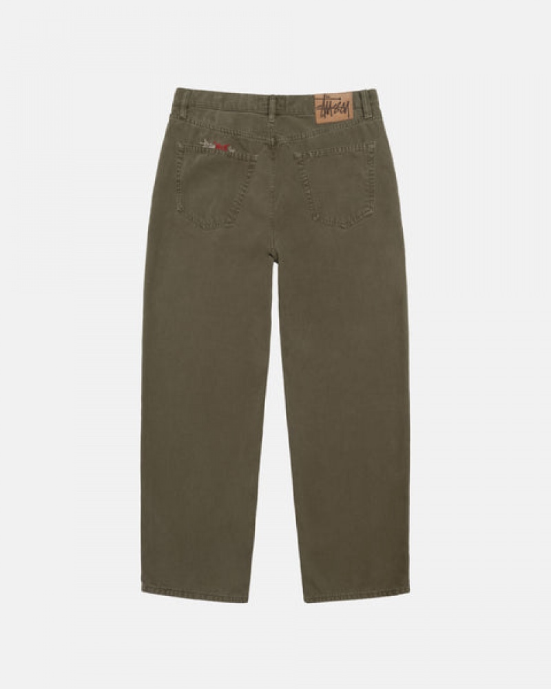 Olive Men's Stussy Big Ol' Jean Washed Canvas Denim | NTE-9783