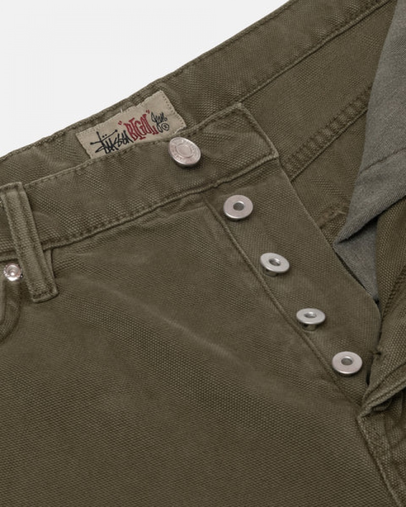 Olive Men's Stussy Big Ol' Jean Washed Canvas Denim | NTE-9783