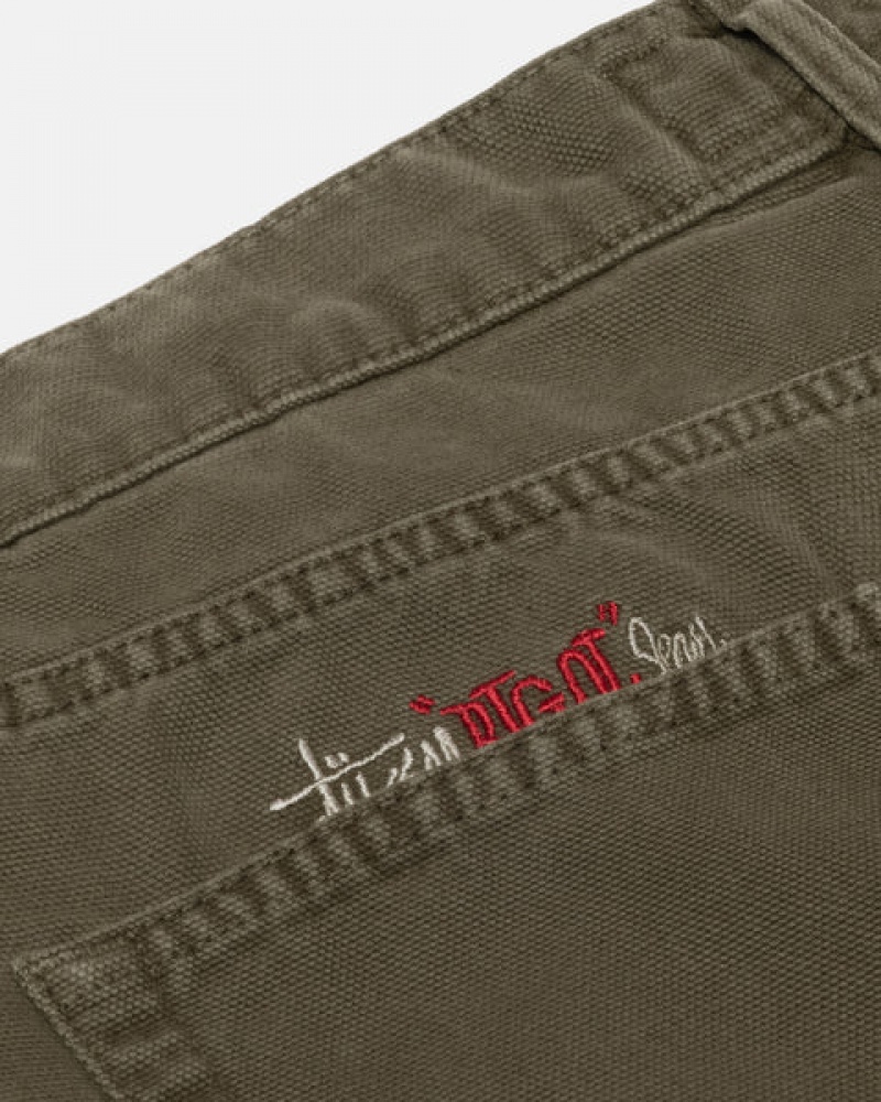 Olive Men's Stussy Big Ol' Jean Washed Canvas Denim | NTE-9783