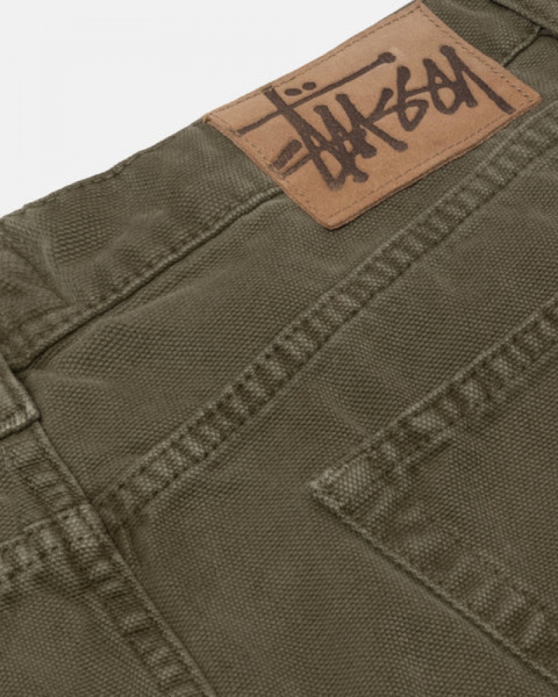 Olive Men's Stussy Big Ol' Jean Washed Canvas Denim | NTE-9783