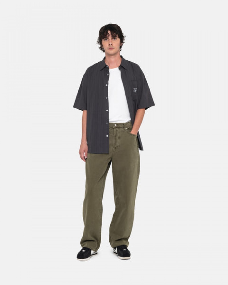 Olive Men's Stussy Big Ol' Jean Washed Canvas Denim | NTE-9783