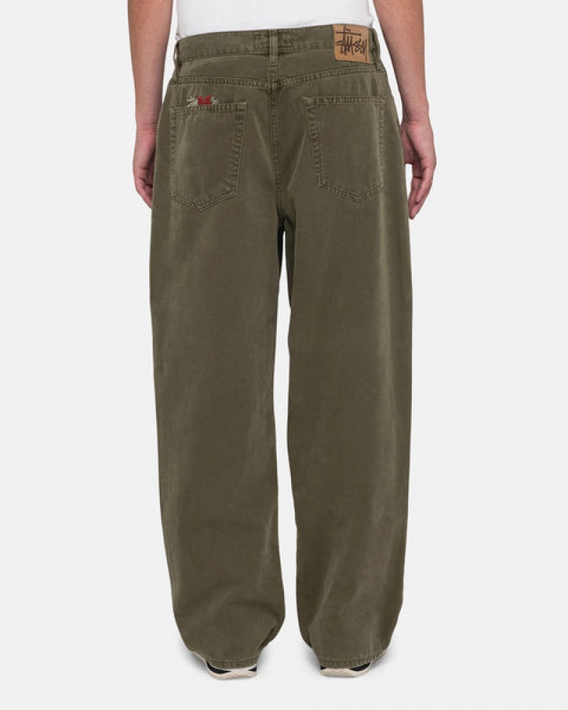 Olive Men's Stussy Big Ol' Jean Washed Canvas Denim | NTE-9783