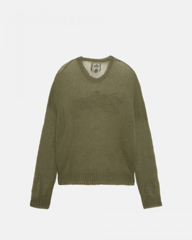 Olive Men's Stussy Loose Knit Sweaters | AGG-4960