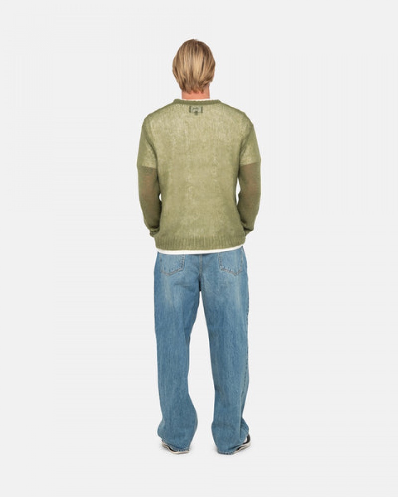 Olive Men's Stussy Loose Knit Sweaters | AGG-4960