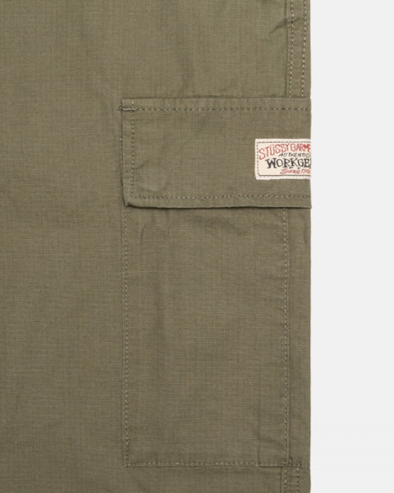 Olive Men's Stussy Ripstop Cargo Beach Pants | AHB-3275