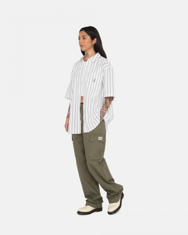 Olive Men's Stussy Ripstop Cargo Beach Pants | AHB-3275