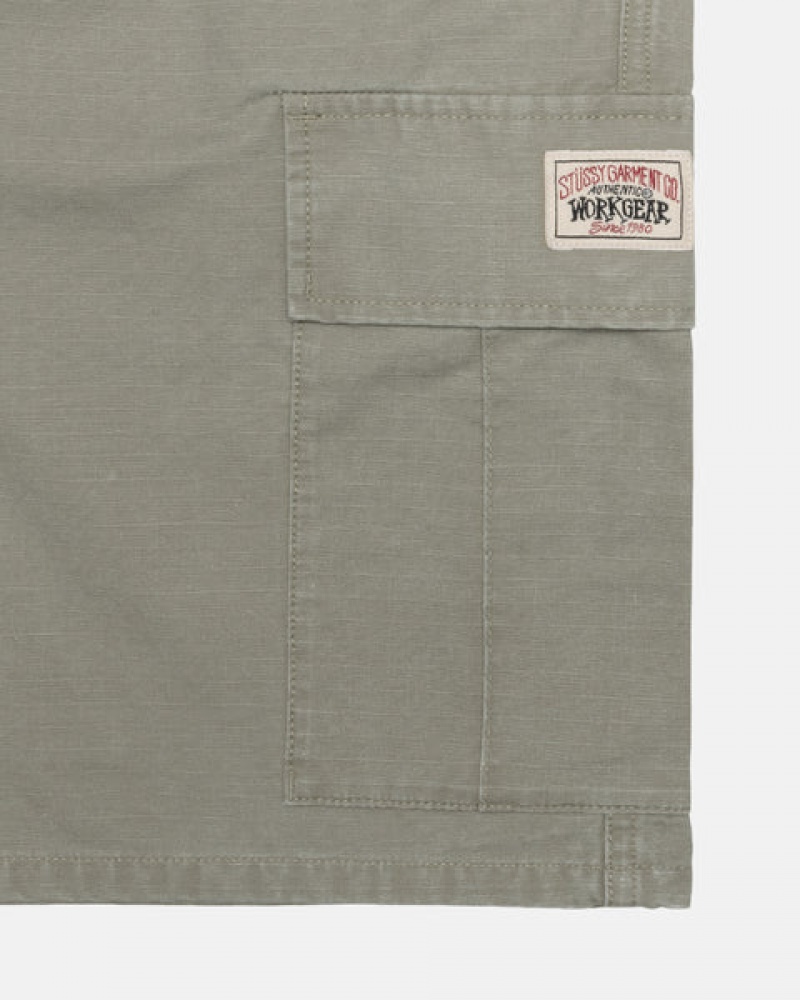 Olive Men's Stussy Ripstop Cargo Beach Shorts | WVU-4219