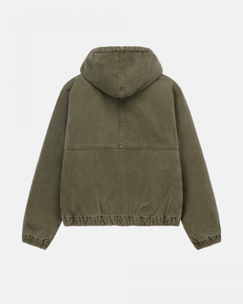 Olive Men's Stussy Work Jacket Insulated Canvas Jackets | LIU-4295