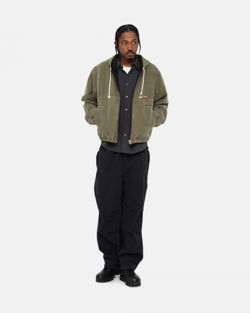 Olive Men's Stussy Work Jacket Insulated Canvas Jackets | LIU-4295