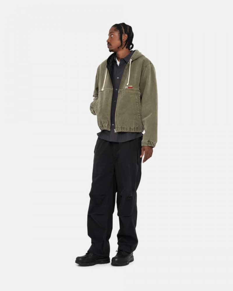 Olive Men's Stussy Work Jacket Insulated Canvas Jackets | LIU-4295