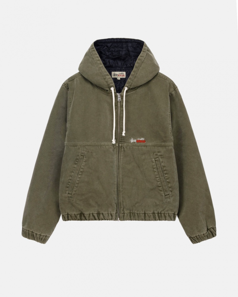 Olive Men\'s Stussy Work Jacket Insulated Canvas Jackets | LIU-4295